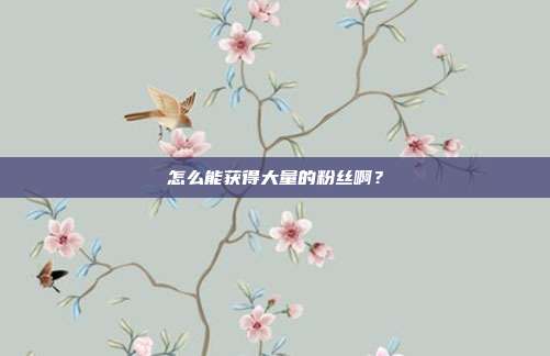 怎么能获得大量的粉丝啊？