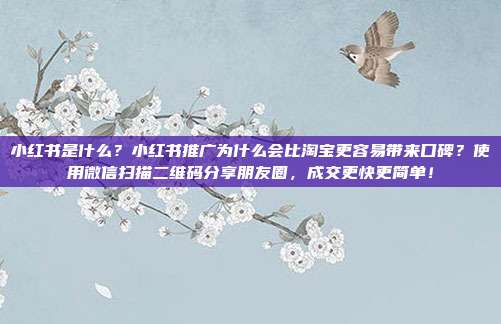 小红书是什么？小红书推广为什么会比淘宝更容易带来口碑？使用微信扫描二维码分享朋友圈，成交更快更简单！