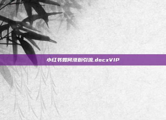 小红书如何涨粉引流.docxVIP