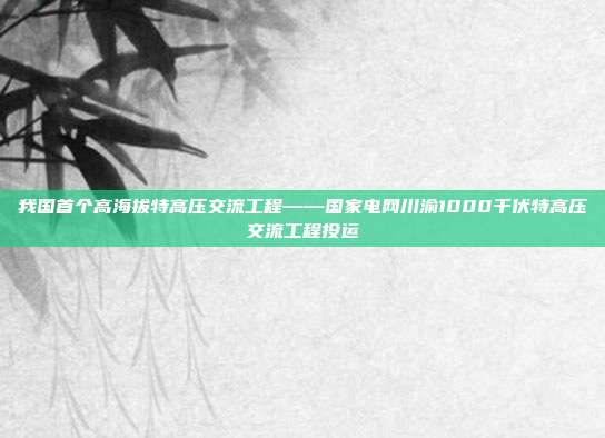 我国首个高海拔特高压交流工程——国家电网川渝1000千伏特高压交流工程投运