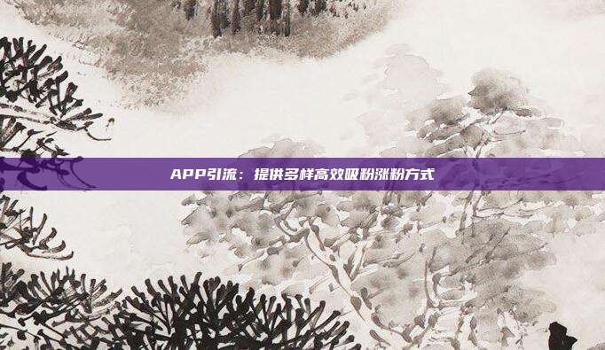 APP引流：提供多样高效吸粉涨粉方式