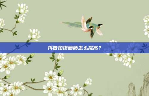 抖音拍摄画质怎么提高？