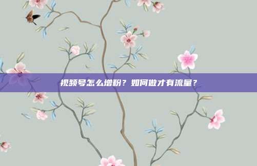 视频号怎么增粉？如何做才有流量？