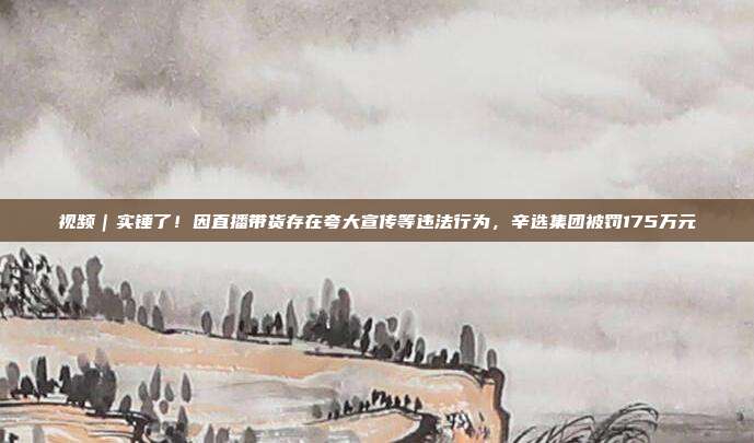 视频|实锤了!因直播带货存在夸大宣传等违法行为,辛选集团被罚175万元