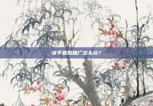 快手直播推广怎么玩？