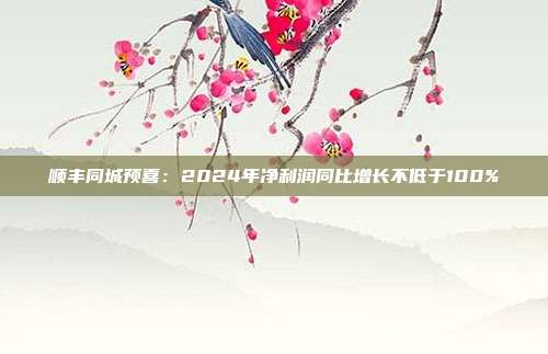 顺丰同城预喜:2024年净利润同比增长不低于100%