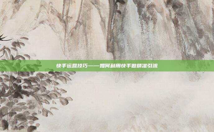 快手运营技巧——如何利用快手做精准引流