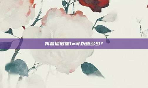 抖音播放量1w可以赚多少？