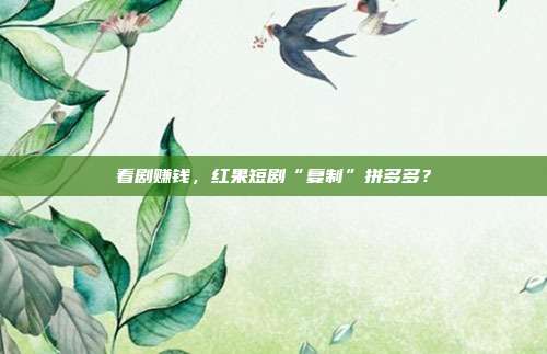 看剧赚钱，红果短剧“复制”拼多多？
