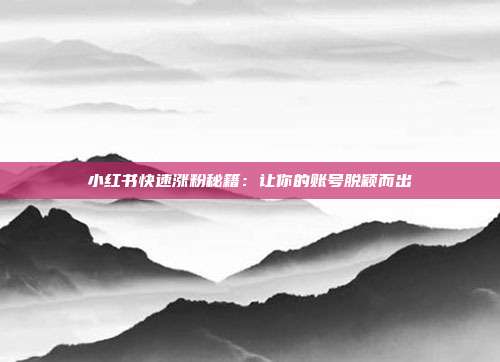 小红书快速涨粉秘籍:让你的账号脱颖而出
