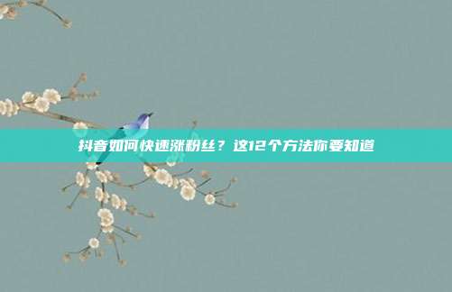 抖音如何快速涨粉丝?这12个方法你要知道