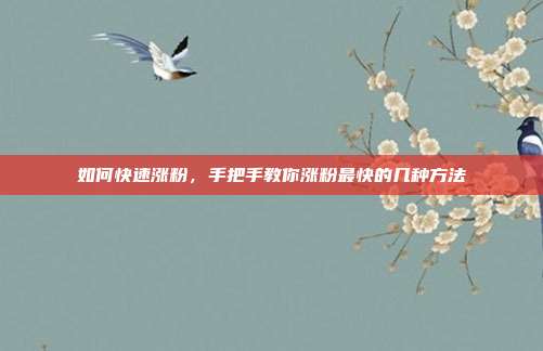 如何快速涨粉,手把手教你涨粉最快的几种方法