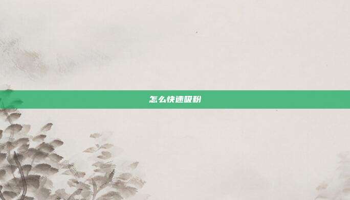 怎么快速吸粉