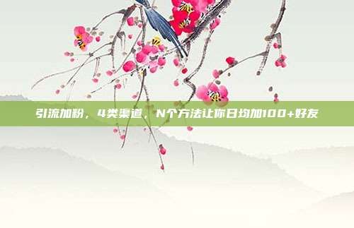 引流加粉,4类渠道,N个方法让你日均加100+好友