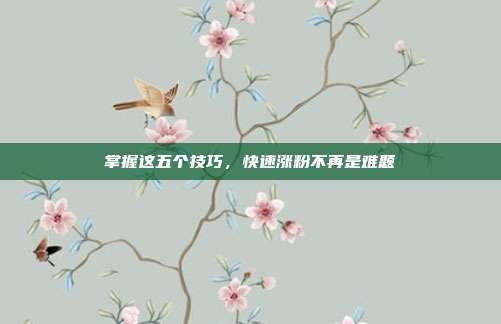 掌握这五个技巧,快速涨粉不再是难题