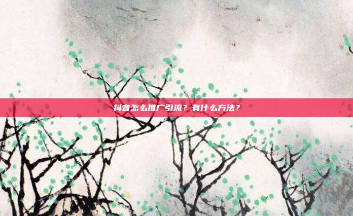抖音怎么推广引流?有什么方法?
