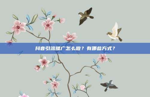 抖音引流推广怎么做？有哪些方式？