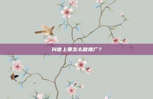 抖音上要怎么做推广？