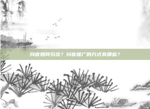 抖音如何引流？抖音推广的方式有哪些？