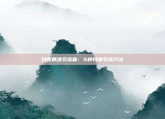 抖音精准引流篇:5种抖音引流方法