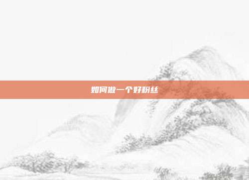 如何做一个好粉丝