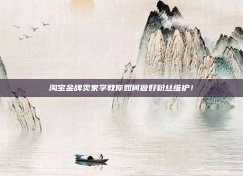 淘宝金牌卖家学教你如何做好粉丝维护!