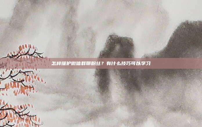 怎样维护微信群聊粉丝?有什么技巧可以学习