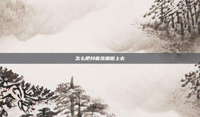 怎么把抖音流量做上去