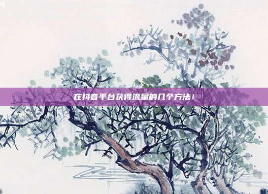 在抖音平台获得流量的几个方法!