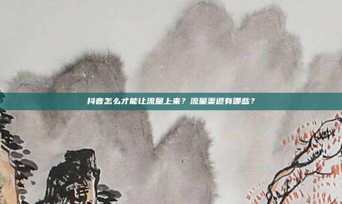抖音怎么才能让流量上来?流量渠道有哪些?