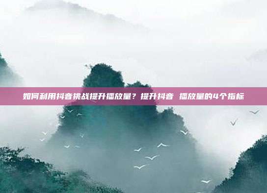 如何利用抖音挑战提升播放量?提升抖音 播放量的4个指标