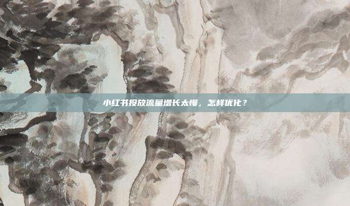小红书投放流量增长太慢,怎样优化?