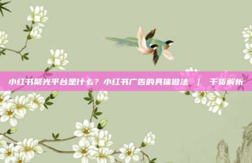 小红书聚光平台是什么？小红书广告的具体做法 ｜ 干货解析