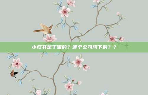 小红书是干嘛的?哪个公司旗下的??