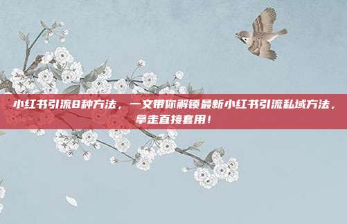 小红书引流8种方法,一文带你解锁最新小红书引流私域方法,拿走直接套用!
