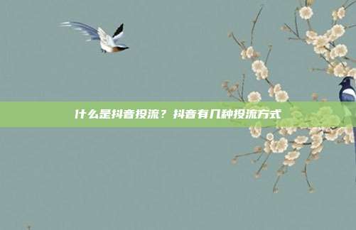 什么是抖音投流？抖音有几种投流方式