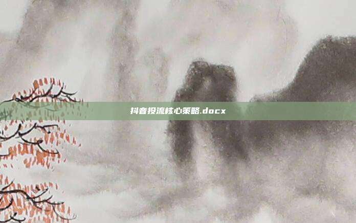 抖音投流核心策略.docx