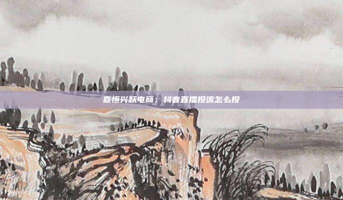 嘉恒兴跃电商：抖音直播投流怎么投