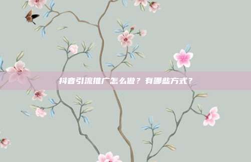 抖音引流推广怎么做？有哪些方式？