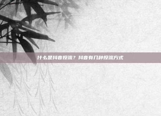 什么是抖音投流?抖音有几种投流方式
