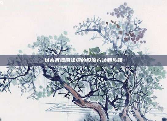 抖音直播间详细的投流方法和步骤