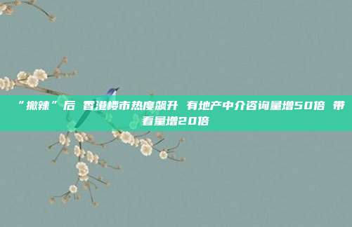“撤辣”后 香港楼市热度飙升 有地产中介咨询量增50倍 带看量增20倍