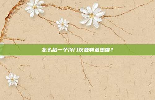 怎么给一个冷门议题制造热度?