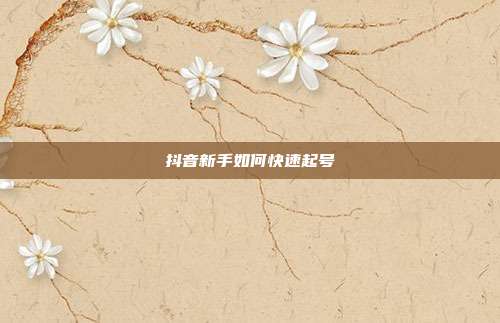 抖音新手如何快速起号