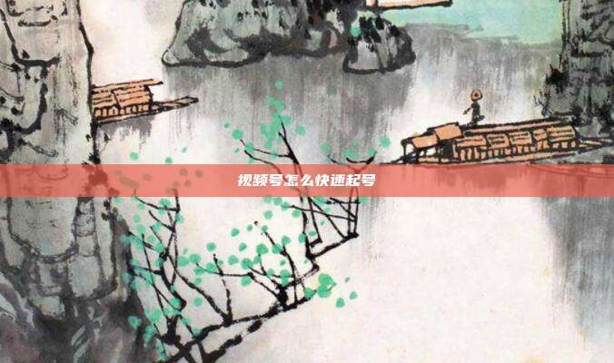 视频号怎么快速起号