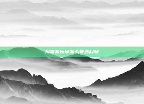 抖音音乐号怎么快速起号