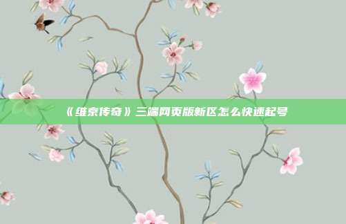 《维京传奇》三端网页版新区怎么快速起号
