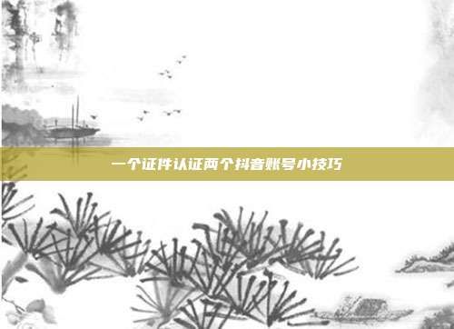 一个证件认证两个抖音账号小技巧