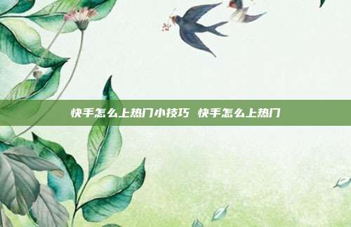 快手怎么上热门小技巧 快手怎么上热门