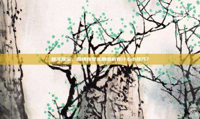 知洋娱乐:微博账号实用涨粉有什么小技巧?